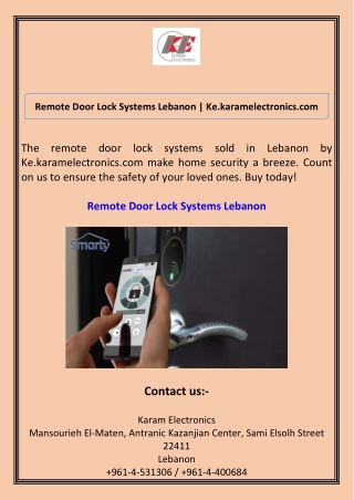 Remote Door Lock Systems Lebanon Ke.karamelectronics.com