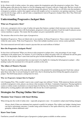 Progressive Jackpot Slots: How They Work and Why They're Popular