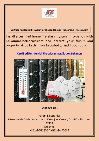 Certified Residential Fire Alarm Installation Lebanon Ke.karamelectronics.com