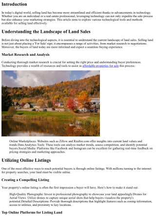 Sell Land Smart: Leveraging Technology for Faster Sales