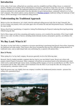 We Buy Land: Alternatives to Traditional Selling