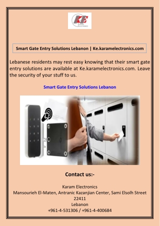 Smart Gate Entry Solutions Lebanon Ke.karamelectronics.com