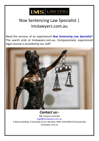 Nsw Sentencing Law Specialist | Imslawyers.com.au