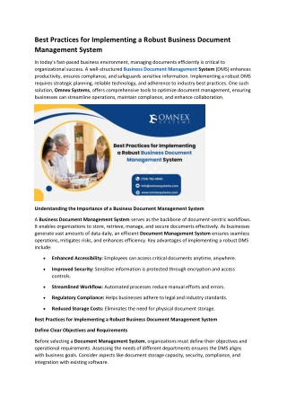 Best Practices for Implementing a Robust Business Document Management System