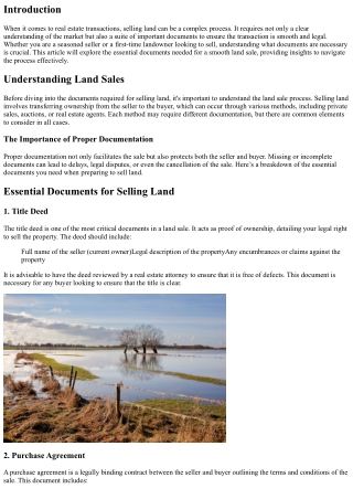 Essential Documents Needed for a Smooth Land Sale