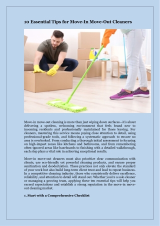 10 Essential Tips for Move-In Move-Out Cleaners