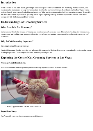 Exploring the Costs of Cat Grooming Services in Las Vegas