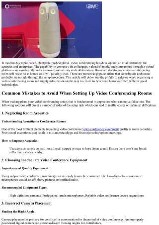 Common Mistakes to Avoid When Setting Up Video Conferencing Rooms