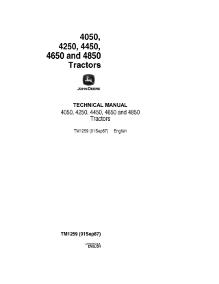 JOHN DEERE 4450 TRACTOR Service Repair Manual Instant Download (tm1259)