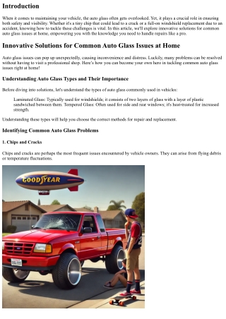Innovative Solutions for Common Auto Glass Issues at Home