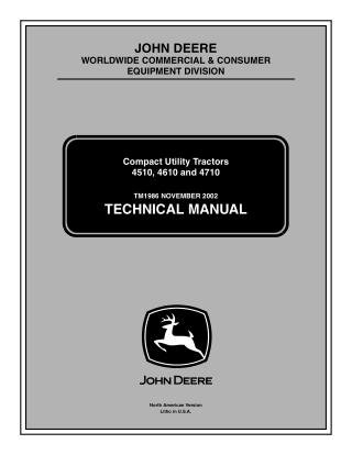 John Deere 4510 Compact Utility Tractor Service Repair Manual Instant Download (TM1986)