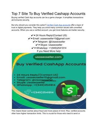Top 7 Site To Buy Verified Cashapp Accounts