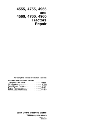 John Deere 4760 Tractor Service Repair Manual Instant Download (tm1460)