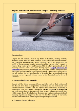 Top 10 Benefits of Professional Carpet Cleaning Service