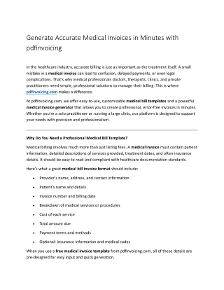 Generate Accurate Medical Invoices in Minutes with pdfinvoicing