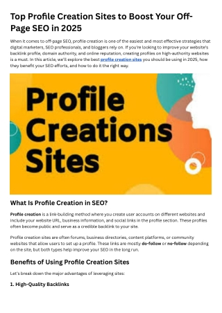 Profile Creation Sites