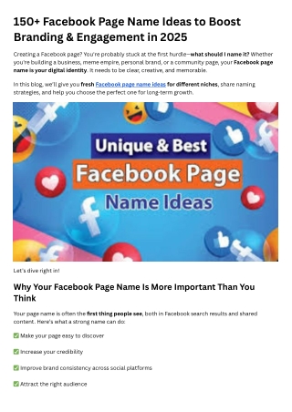 Facebook Page Name Ideas