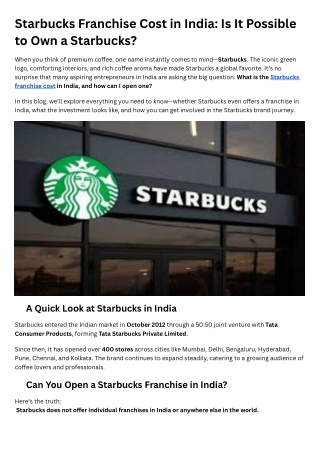 Starbucks Franchise Cost
