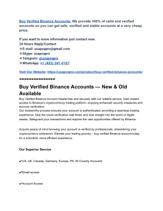 Benefits of Buy Verified Binance Accounts in 2025