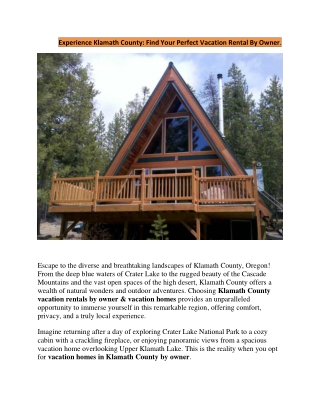 Klamath Falls Vacation Rentals by Owner – Book Affordable Vacation Homes .