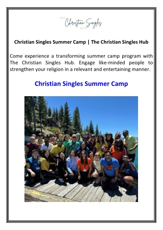 Christian Singles Summer Camp  The Christian Singles Hub