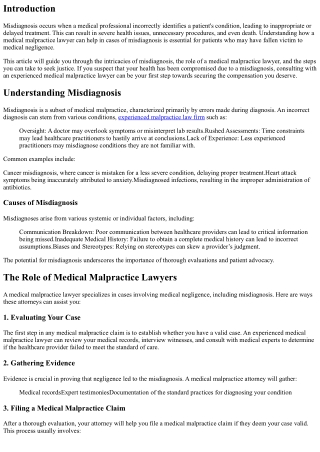 Unveiling Misdiagnosis: How a Medical Malpractice Lawyer Can Assist