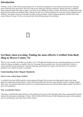Return when driving: Finding the Best Certified Tesla Body Shop in Mercer County