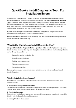 Fix Issues with QuickBooks Install Diagnostic Tool