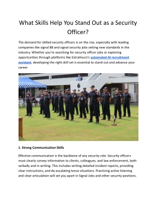 What Skills Help You Stand Out as a Security Officer