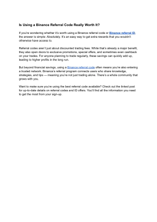 Is Using a Binance Referral Code Really Worth It