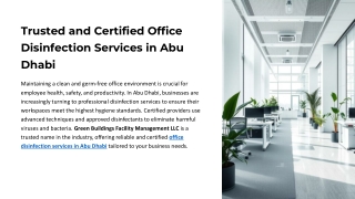 Trusted and Certified Office Disinfection Services in Abu Dhabi