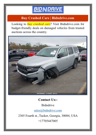 Buy Crashed Cars | Bidndrive.com