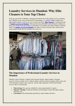 Laundry Services in Mumbai