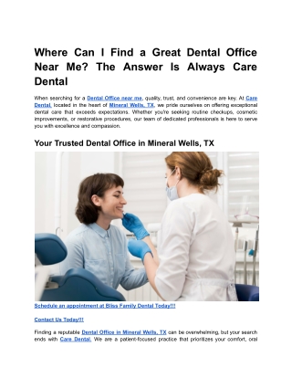 Where Can I Find a Great Dental Office Near Me? The Answer Is Always Care Dental