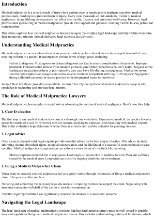 From Trauma to Triumph: How Legal Experts Help Victims of Medical Malpractice