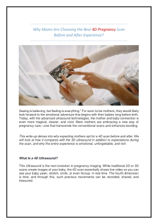 Why Moms Are Choosing the Best 4D Pregnancy Scan Before and After Experience