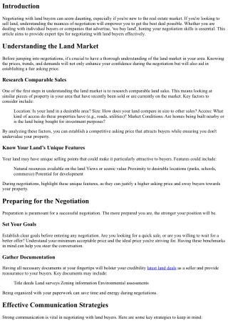 Expert Tips for Negotiating with Land Buyers