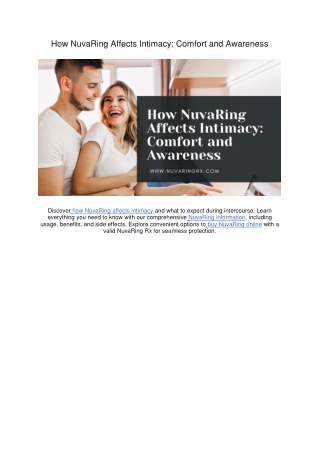 How NuvaRing Affects Intimacy: Comfort and Awareness