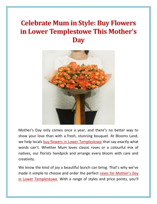 Celebrate Mum in Style Buy Flowers in Lower Templestowe This Mother’s Day