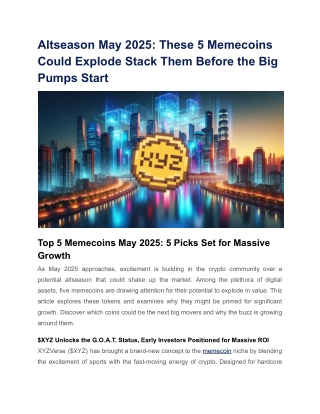 Altseason May 2025_ These 5 Memecoins Could Explode Stack Them Before the Big Pumps Start