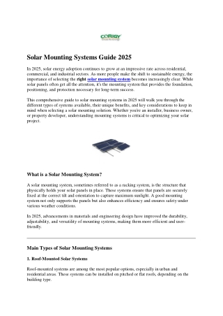 Solar Mounting Systems Guide 2025