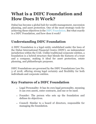 What is a DIFC Foundation and How Does It Work