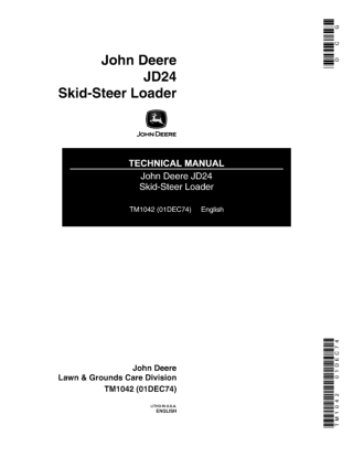 JOHN DEERE JD24 Skid-Steer Loader Service Repair Manual Instant Download (tm1042)