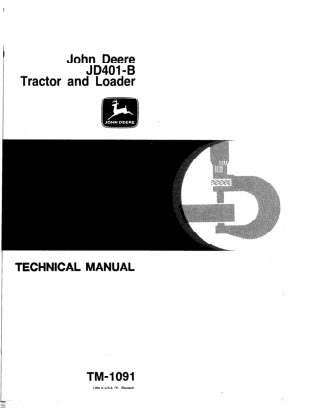 JOHN DEERE JD401B Tractor and Loader Service Repair Manual Instant Download (tm1091)