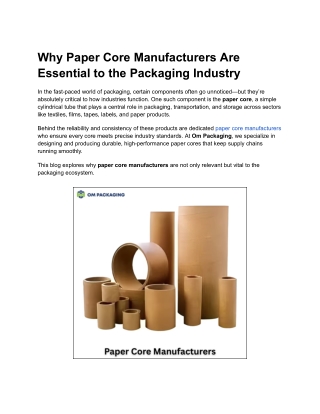 Paper Core Manufacturers