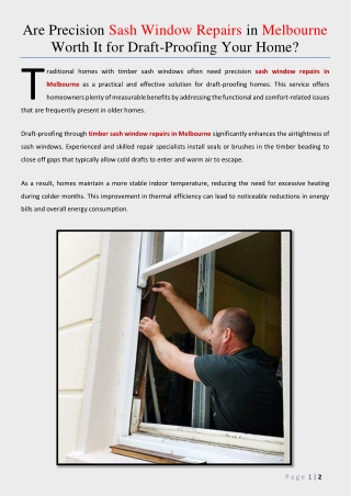 Are Precision Sash Window Repairs in Melbourne Worth It for Draft-Proofing Your Home