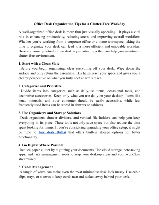 Office Desk Organization Tips for a Clutter-Free Workday