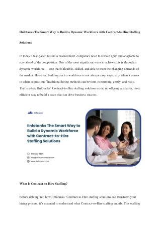 IInfotanks The Smart Way to Build a Dynamic Workforce with Contract-to-Hire Staffing Solutions