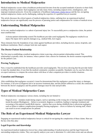 Navigating Medical Malpractice Claims with an Experienced Lawyer