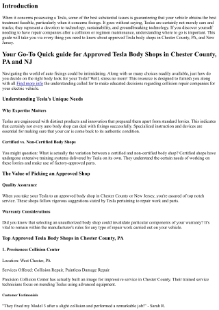 Your Best Quick Guide for Approved Tesla Body Shops in Chester County, PA and NJ